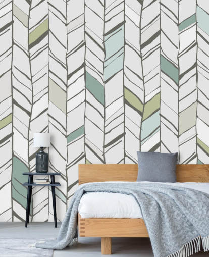 personalisierbares Tapeten-Wandbild mit Fischgrätenmuster namens Hand Drawn Herringbone für Wohnzimmer, Heimbüros und Flure personalisierbares Tapeten-Wandbild mit Fischgrätenmuster namens Hand Drawn Herringbone für Wohnzimmer, Heimbüros und Flure