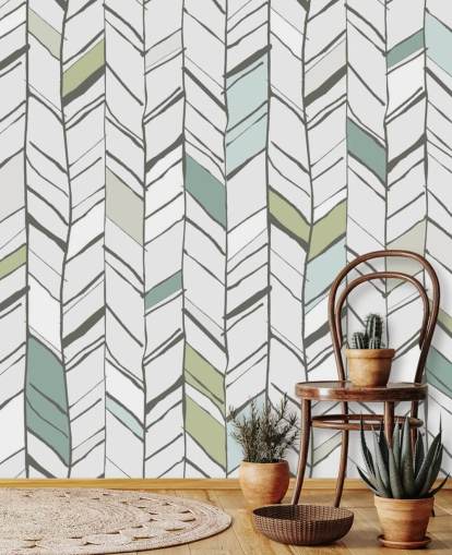 customizable herringbone patterned wallpaper mural called Hand Drawn Herringbone for living rooms, home offices and hallways customizable herringbone patterned wallpaper mural called Hand Drawn Herringbone for living rooms, home offices and hallways