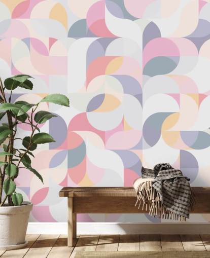Papel pintado geométrico circular pastel Papel pintado geométrico circular pastel