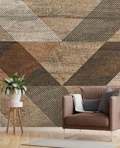 Geometrisches Wandbild mit braunen und grauen Fliesen Geometrisches Wandbild mit braunen und grauen Fliesen