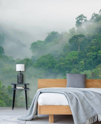 árvores enevoadas na floresta tropical papel de parede árvores enevoadas na floresta tropical papel de parede