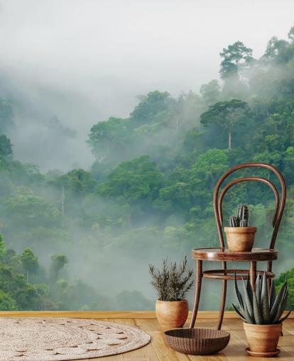 misty trees in rainforest wallpaper misty trees in rainforest wallpaper