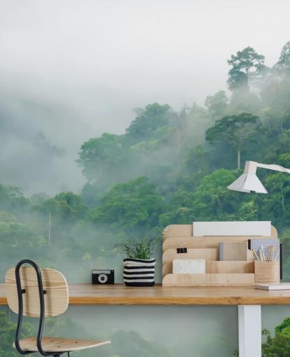 misty trees in rainforest wallpaper misty trees in rainforest wallpaper