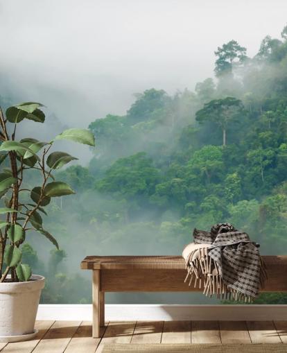 misty trees in rainforest wallpaper misty trees in rainforest wallpaper