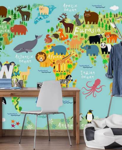 Animal World Map Baggrund Animal World Map Baggrund