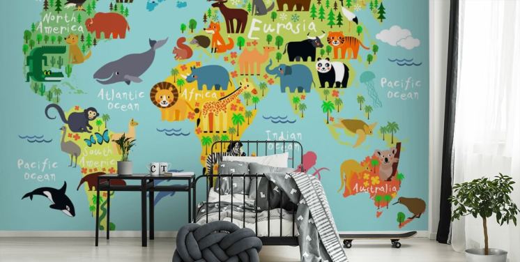 Animal World Map Wallpaper 