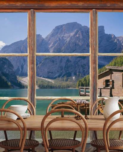 Fond d'écran Lac, Montagne et Boat House Fond d'écran Lac, Montagne et Boat House