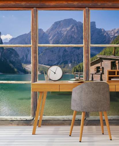 Lake, Mountain and Boat House Wallpaper Lake, Mountain and Boat House Wallpaper