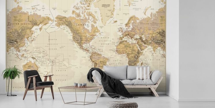 World Map Wallpaper & Wall Murals | Wallsauce US