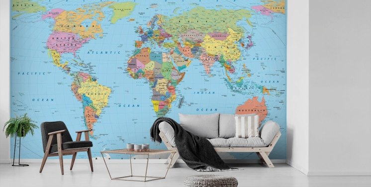 World Map Wallpaper & Wall Murals | Wallsauce AU