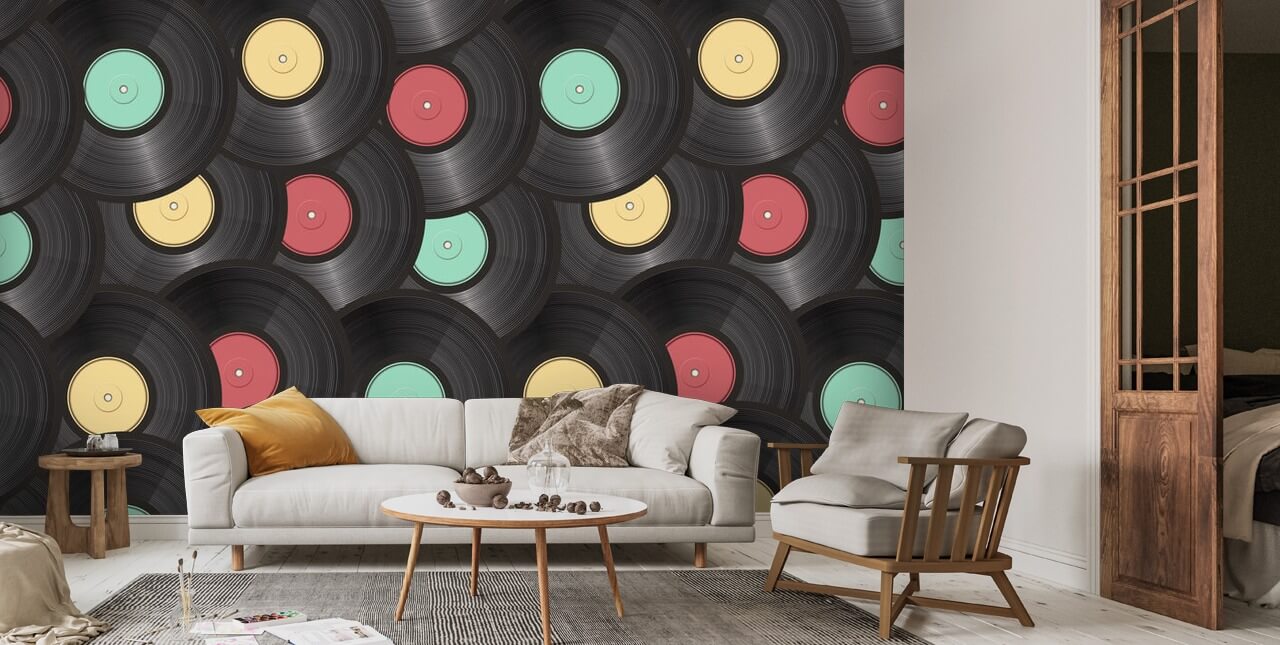 Vinyl Records Behang Muurschildering