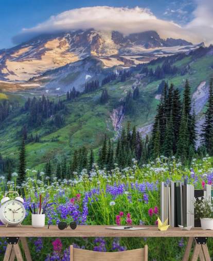 Mt Rainier Wildflowers Wallpaper Mural Mt Rainier Wildflowers Wallpaper Mural