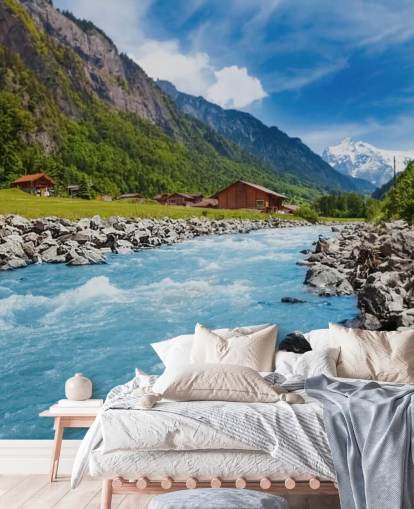Swiss Landscape River Wallpaper Swiss Landscape River Wallpaper
