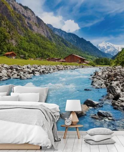 Swiss Landscape Wallpaper Muurschildering Swiss Landscape Wallpaper Muurschildering