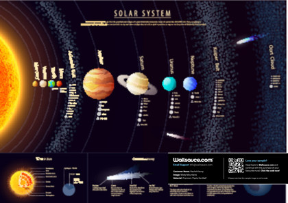 Detailed Solar System Topology Wallpaper Mural | Wallsauce US