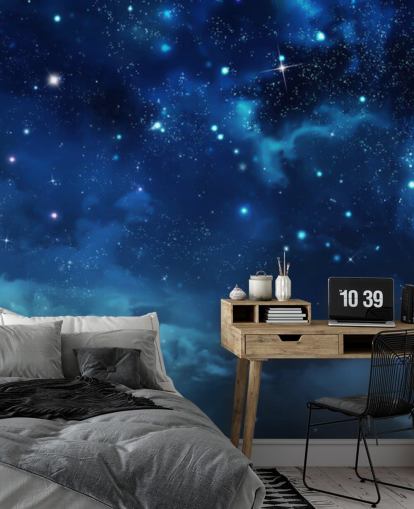 dunkelblauer Nachthimmel-Tapetentapete namens Beautiful Nightly Sky für Schlafzimmer dunkelblauer Nachthimmel-Tapetentapete namens Beautiful Nightly Sky für Schlafzimmer