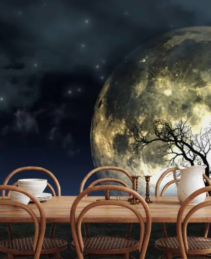Glowing Moon Behind Tree Wallpaper Glowing Moon Behind Tree Wallpaper