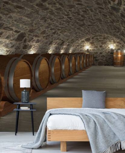 brunt og grått 3d vinkjeller tapet veggmaleri kalt Cave à Vin for kjellere og kjøkken brunt og grått 3d vinkjeller tapet veggmaleri kalt Cave à Vin for kjellere og kjøkken