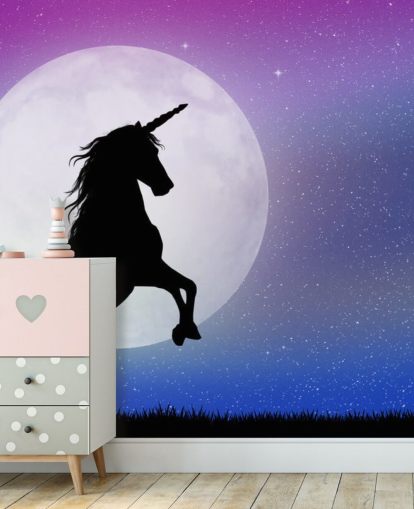 Decorazione murale con unicorno al chiaro di luna Decorazione murale con unicorno al chiaro di luna