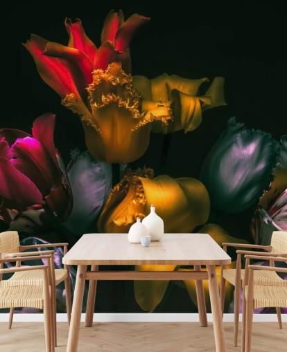 dark floral wallpaper mural called Exotic Blooms for bedrooms and living rooms dark floral wallpaper mural called Exotic Blooms for bedrooms and living rooms