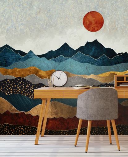 blue, gold and red customisable abstract wallpaper mural called Amber Dusk by SpaceFrog Designs for bedrooms, bathrooms and living rooms blue, gold and red customisable abstract wallpaper mural called Amber Dusk by SpaceFrog Designs for bedrooms, bathrooms and living rooms