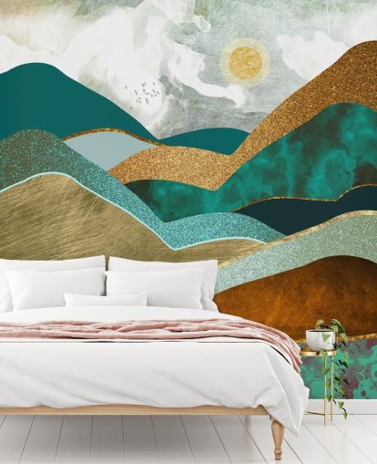 Golden Hills Wall Mural by SpaceFrog Designs Golden Hills Wall Mural by SpaceFrog Designs