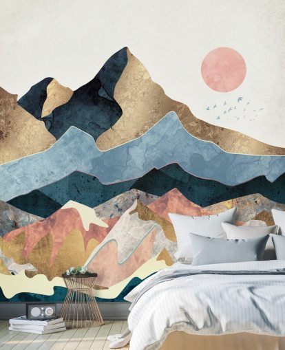 Golden Peaks vægmaleri af SpaceFrog Designs Golden Peaks vægmaleri af SpaceFrog Designs