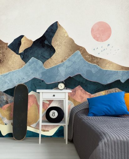 Golden Peaks Wall Mural by SpaceFrog Designs Golden Peaks Wall Mural by SpaceFrog Designs