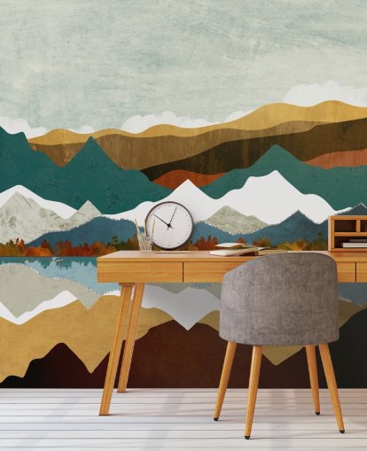 Mural de parede de reflexão de montanha por SpaceFrog Mural de parede de reflexão de montanha por SpaceFrog