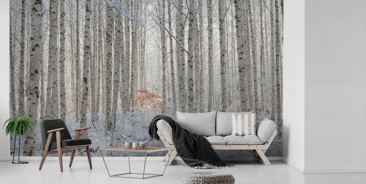 White Nature Behang Muurschildering