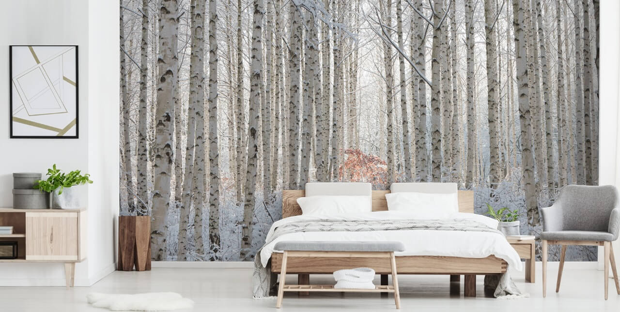 White Nature Behang Muurschildering
