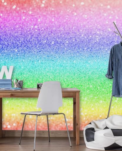 regnbue tilpasselig glitter tapetmaleri kaldet Rainbow and Pastel Glitter til børns soveværelser og legerum regnbue tilpasselig glitter tapetmaleri kaldet Rainbow and Pastel Glitter til børns soveværelser og legerum