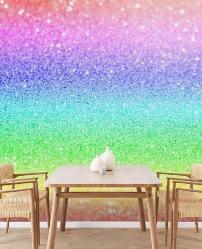 carta da parati murale con glitter personalizzabile arcobaleno chiamata Rainbow and Pastel Glitter per camerette e sale giochi per bambini carta da parati murale con glitter personalizzabile arcobaleno chiamata Rainbow and Pastel Glitter per camerette e sale giochi per bambini