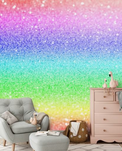 regnbue tilpasselig glitter tapetmaleri kaldet Rainbow and Pastel Glitter til børns soveværelser og legerum regnbue tilpasselig glitter tapetmaleri kaldet Rainbow and Pastel Glitter til børns soveværelser og legerum