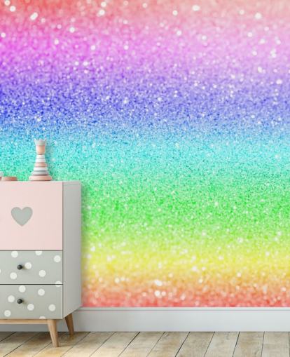carta da parati murale con glitter personalizzabile arcobaleno chiamata Rainbow and Pastel Glitter per camerette e sale giochi per bambini carta da parati murale con glitter personalizzabile arcobaleno chiamata Rainbow and Pastel Glitter per camerette e sale giochi per bambini