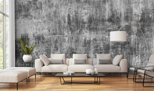 Schwarz-Weiß-Tapete mit Betoneffekt namens Black and White Industry für Schlafzimmer und Küchen