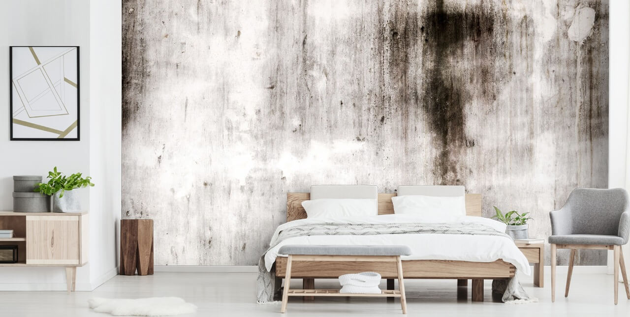 grått og svart industrielt tapetmaleri kalt One Place Black for moderne kjøkken og soverom av Wallsauce