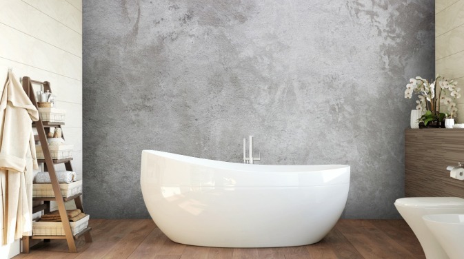 Graues Betontapeten-Wandbild mit dem Titel Texture of Plaster für Häuser und Unternehmen