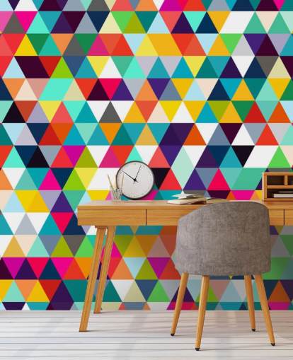 Papier Peint Géométrique Triangle Multicolore Papier Peint Géométrique Triangle Multicolore