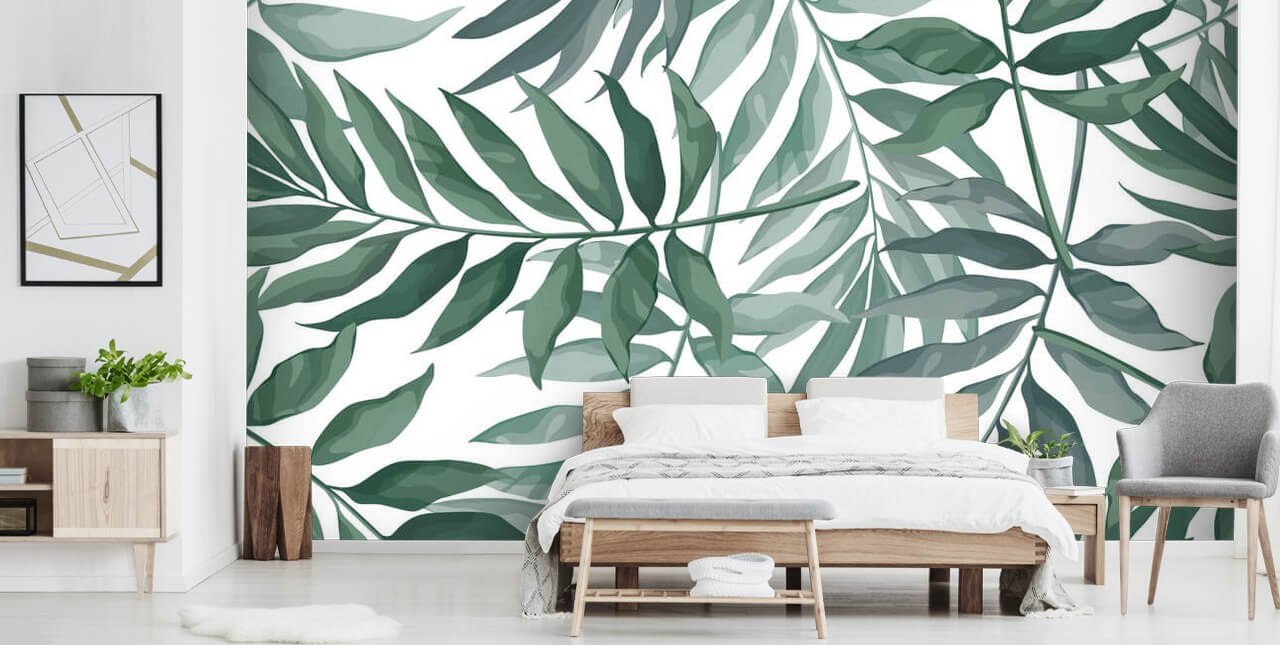 papier peint feuille verte et blanche papier peint feuille verte et blanche