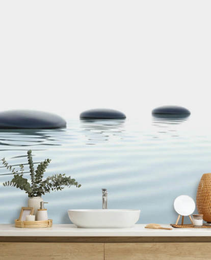 Rolige farvande med glatte Stepping Stones Baggrund Rolige farvande med glatte Stepping Stones Baggrund