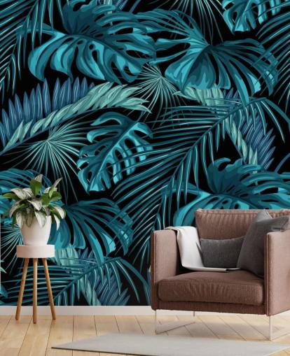 Trooppiset lehdet Taustakuva Mural Trooppiset lehdet Taustakuva Mural