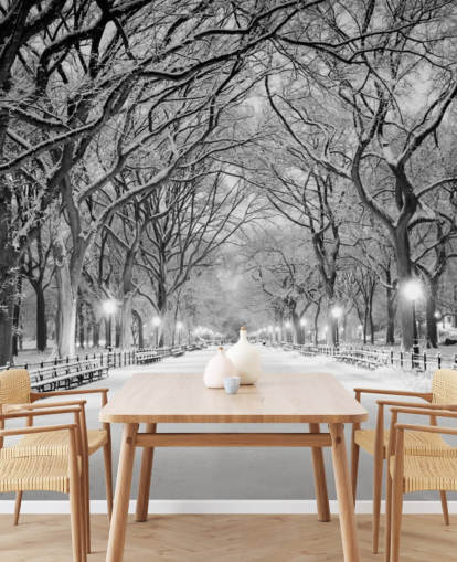 carta da parati murale monocromatica personalizzata di New York chiamata Central Park Covered in Snow per salotti o sale da pranzo carta da parati murale monocromatica personalizzata di New York chiamata Central Park Covered in Snow per salotti o sale da pranzo