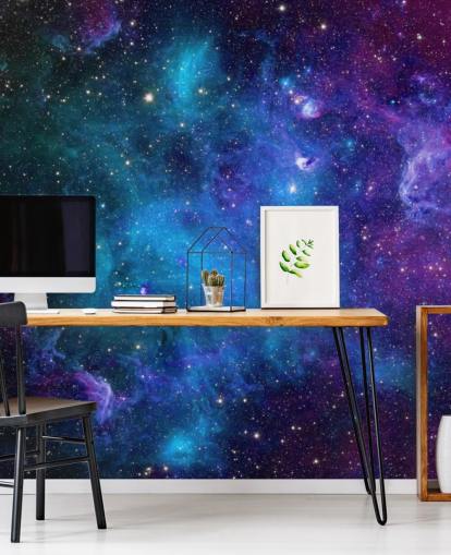 carta da parati nebulosa personalizzabile viola e blu chiamata Galaxy per camere da letto carta da parati nebulosa personalizzabile viola e blu chiamata Galaxy per camere da letto