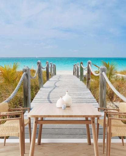 Caribbean Beach Boardwalk Taustakuva Seinämaalaus Caribbean Beach Boardwalk Taustakuva Seinämaalaus