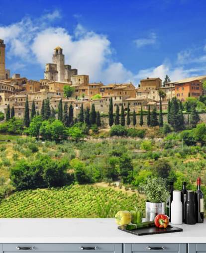 Italian Village on Hill Top Wall Mural Italian Village on Hill Top Wall Mural