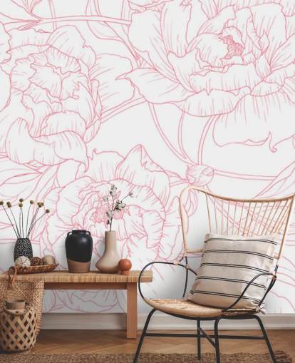 papel de parede floral rosa e branco papel de parede floral rosa e branco