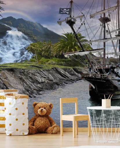 Pirate Ship by the Shore Wall Mural Pirate Ship by the Shore Wall Mural