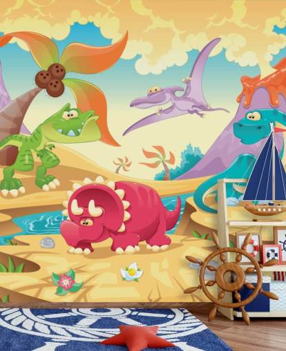 Dinosaurs Cartoon Wall Mural Wallpaper Dinosaurs Cartoon Wall Mural Wallpaper