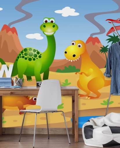 Fun Dinosaurs Wall Mural Wallpaper Fun Dinosaurs Wall Mural Wallpaper
